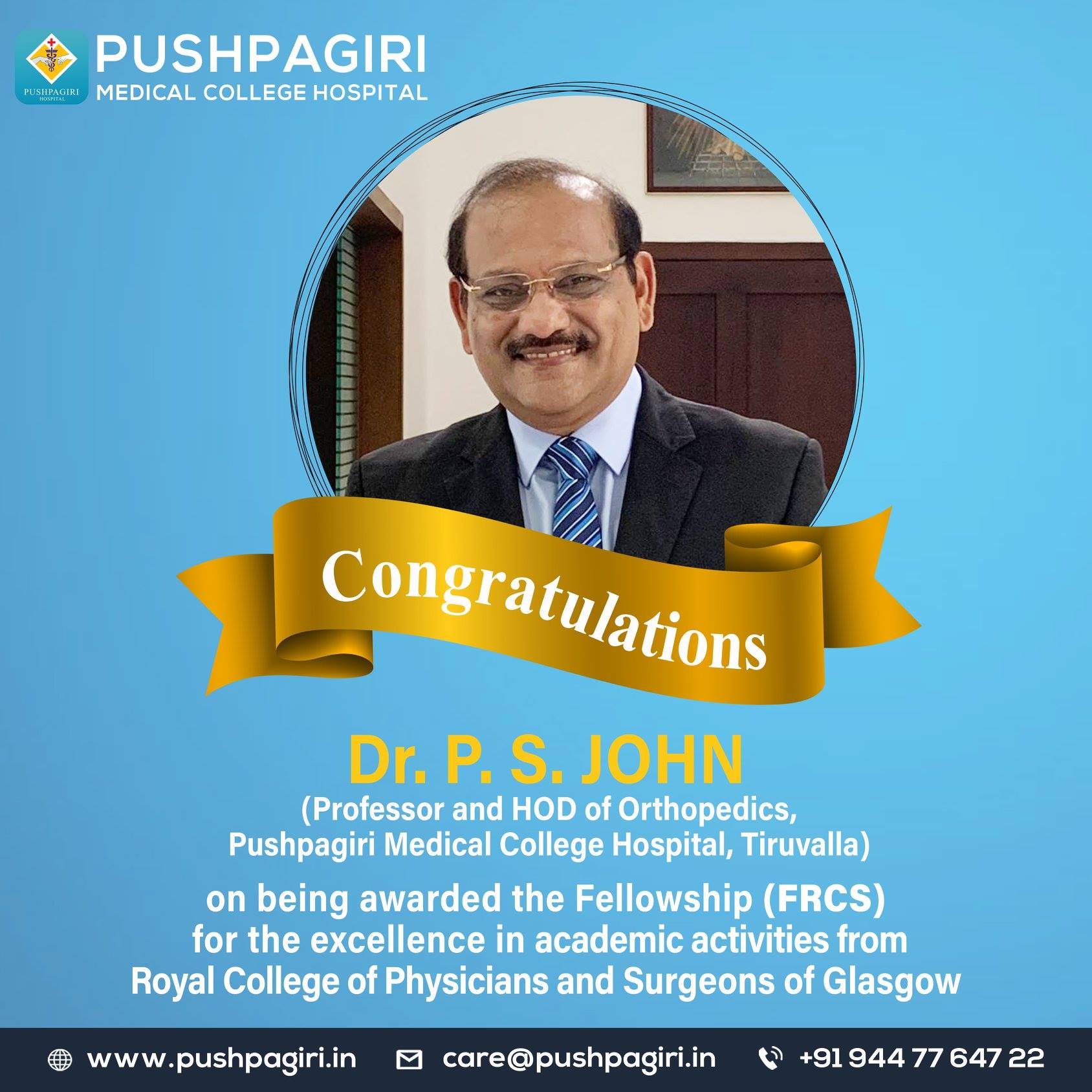 Congratulations from Pushpagiri Family